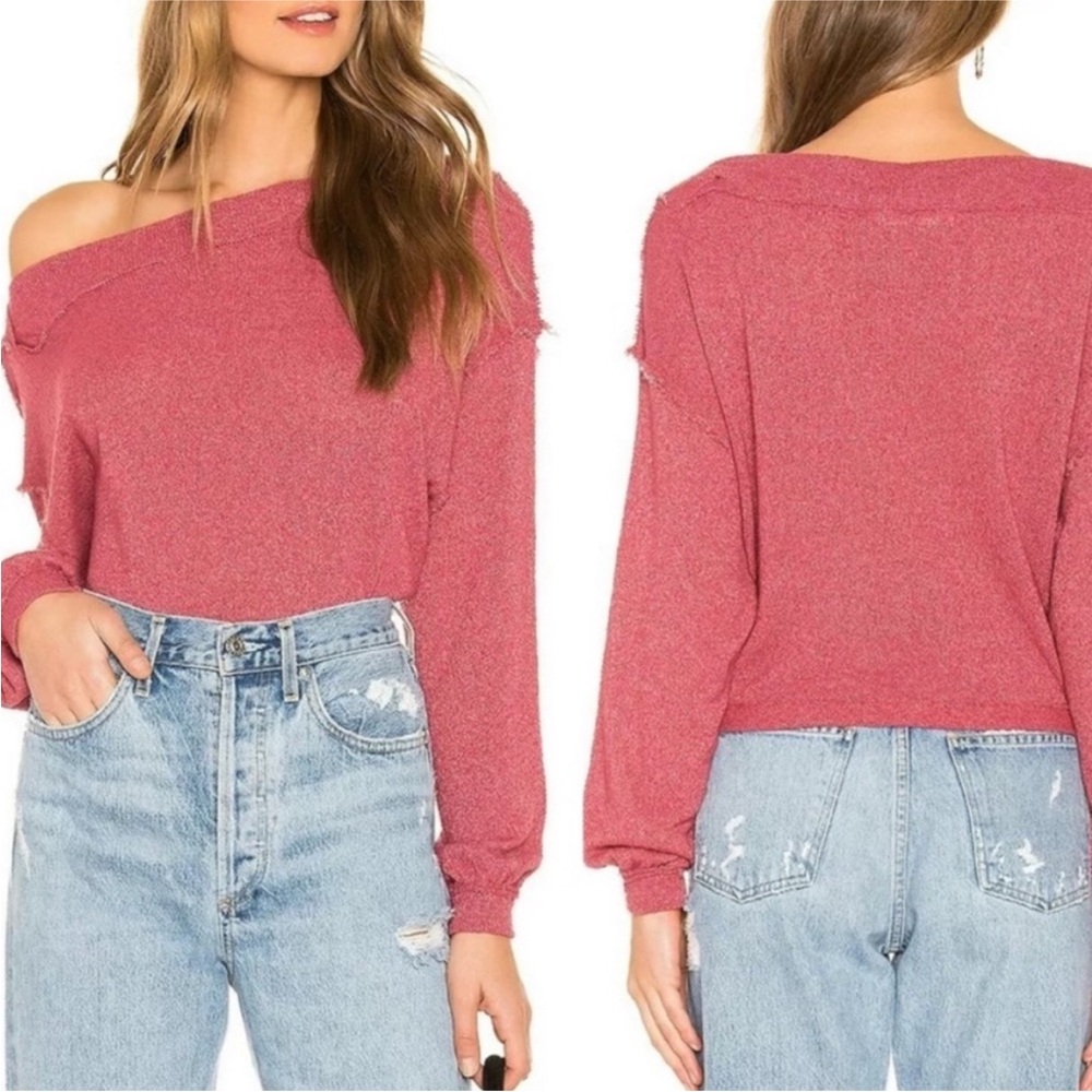 We The Free Stay With Me Hacci Top in Rasberry. XS.